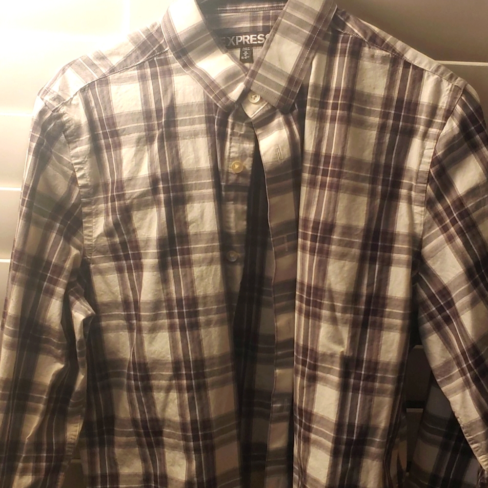 Express Blk Grey Button Up